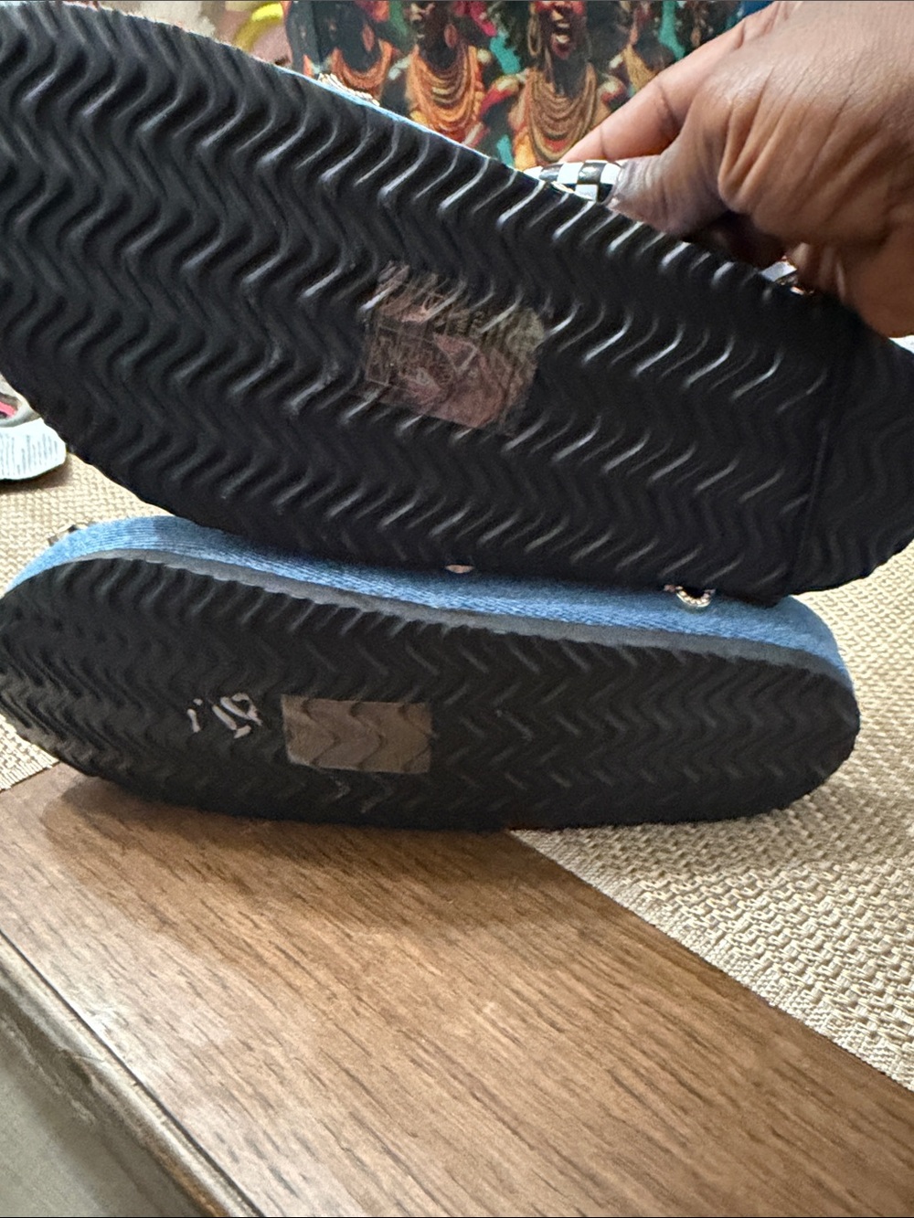 True Religion Denim Blue Slip-On Mules with Horseshoe Studs - Picture 7 of 17